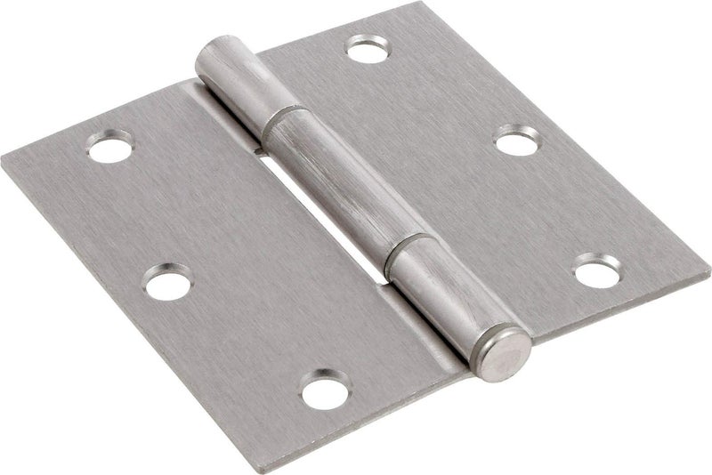 Hardware Essentials 854325 Square Corner Satin Nickel Squeak-Proof Door Hinges 3-1/2" (5 Pack) - Image 1